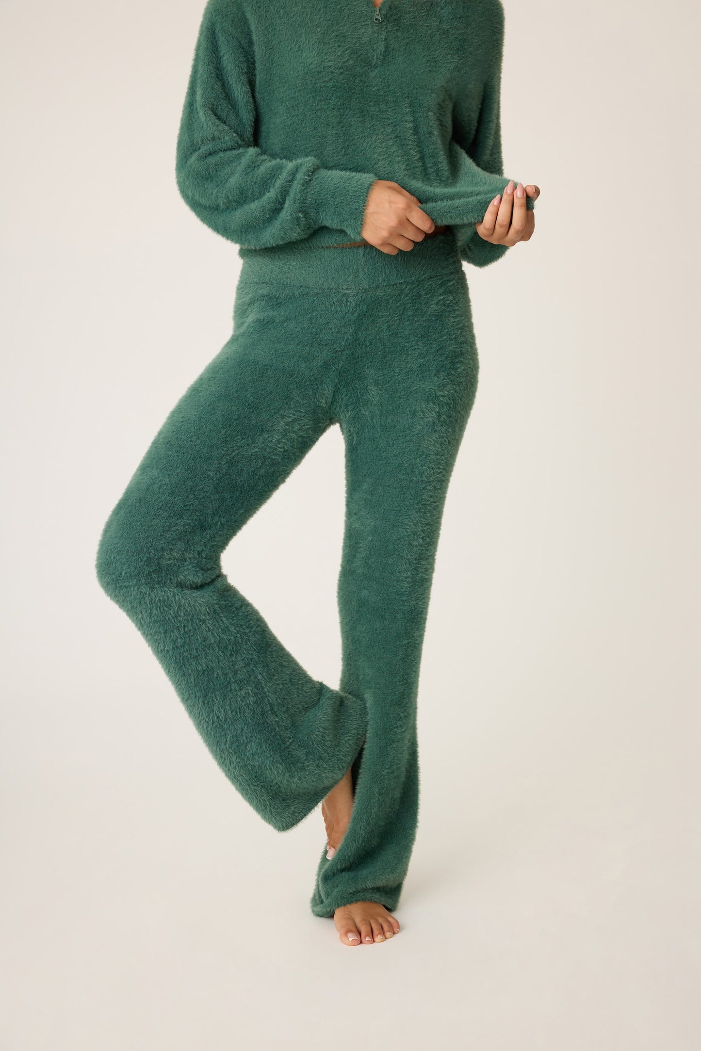 PJ Salvage "Campfire Cozy" Feather Knit Lounge Pant-Sage Leaf