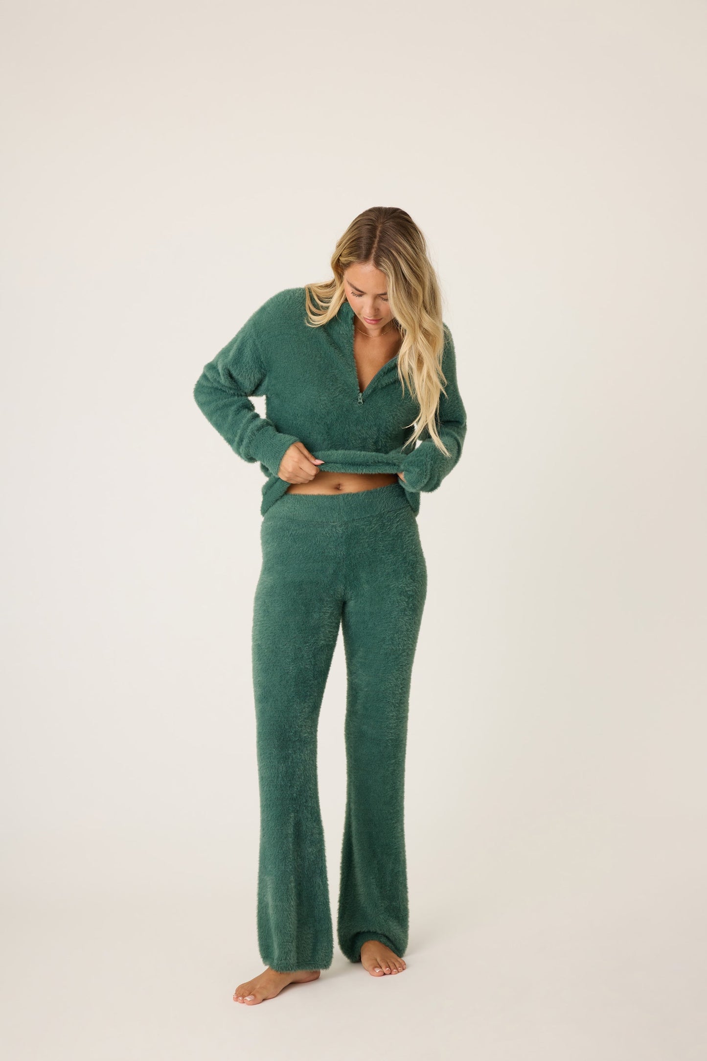 PJ Salvage "Campfire Cozy" Feather Knit Lounge Pant-Sage Leaf