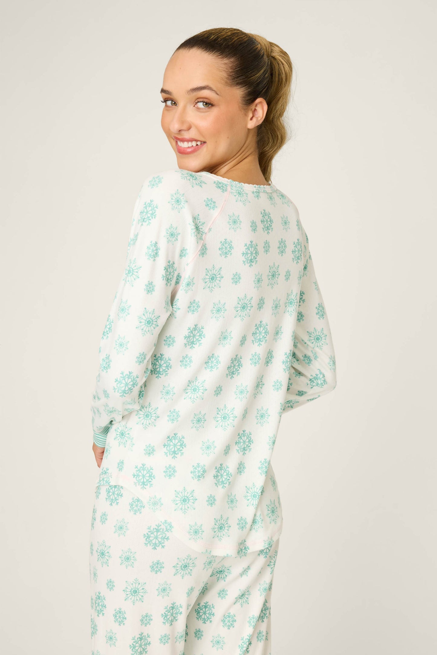 PJ Salvage "Snowflake Wishes" Pointelle Henley Top