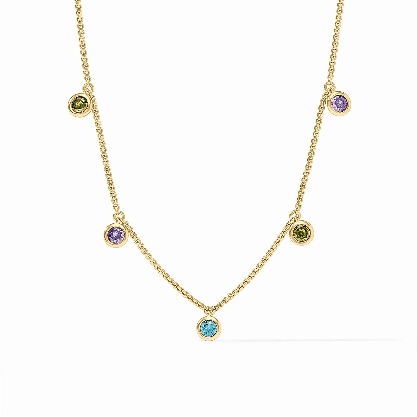 Julie Vos "Rainbow Delicate Charm Necklace"- Blue Twilight