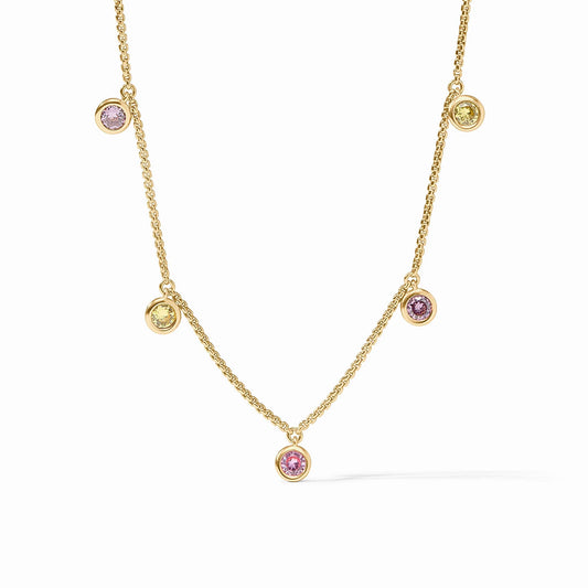 Julie Vos "Rainbow Delicate Charm Necklace"- Pink Dawn
