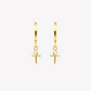 Rizen Calvary Cross Huggie Hoop Earring-Gold