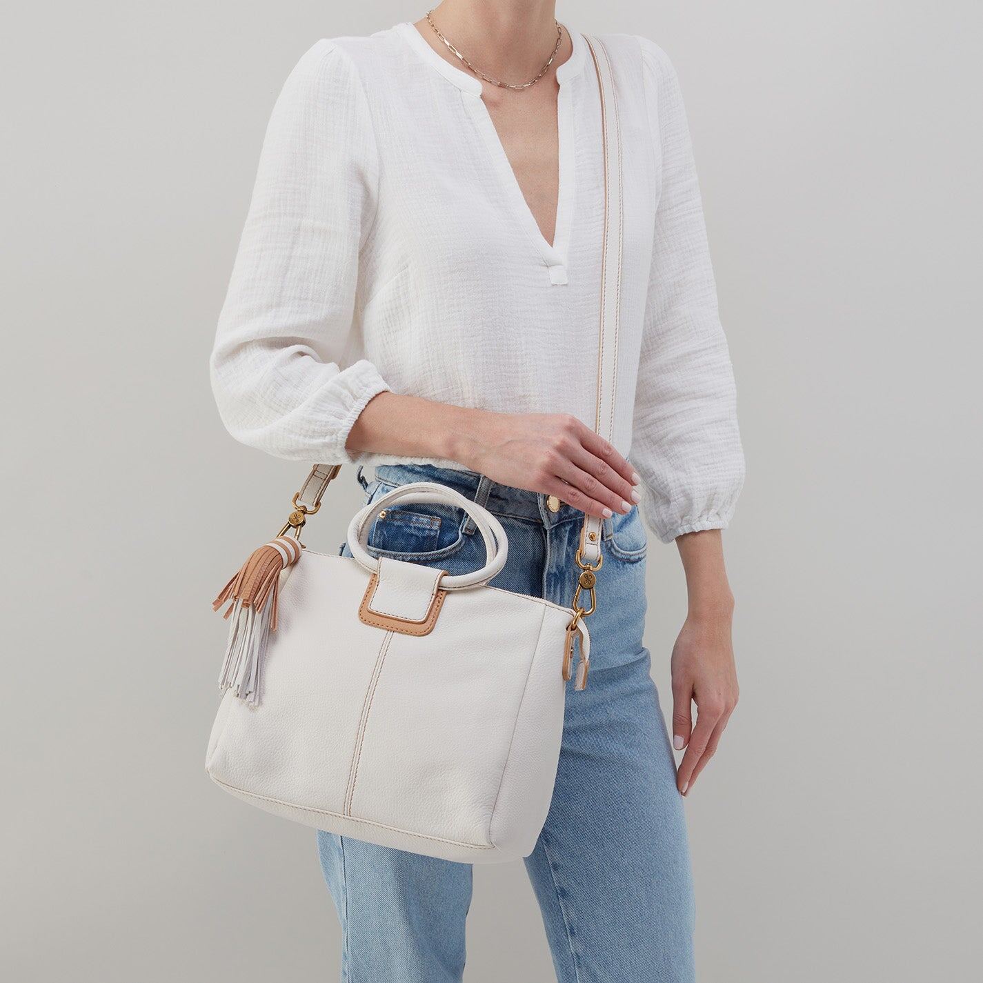 Hobo Bags "Sheila" Medium Satchel-White
