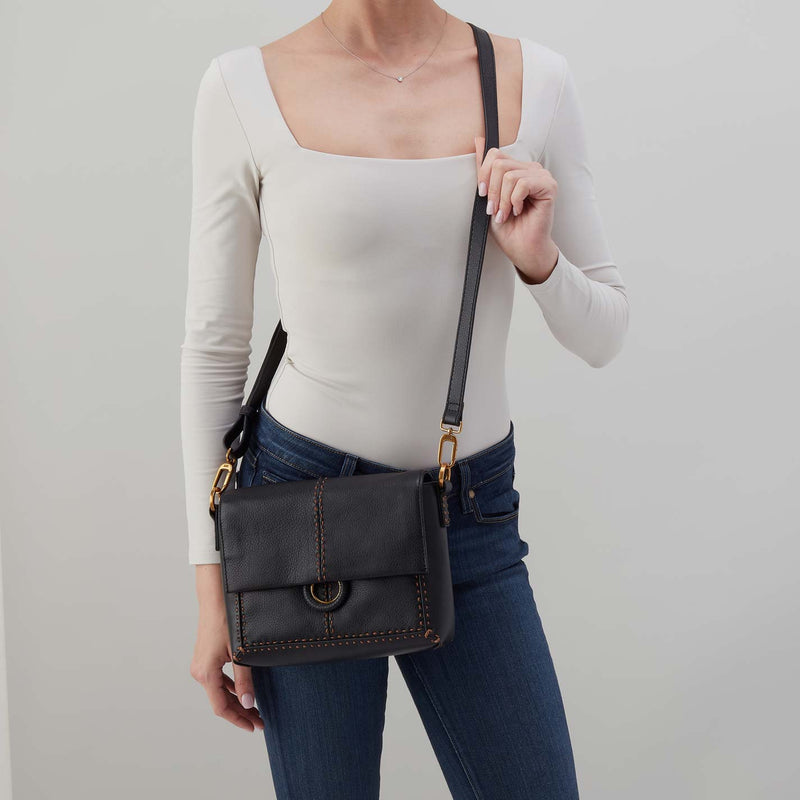 Hobo Bags “Austin” Flap Crossbody - Black