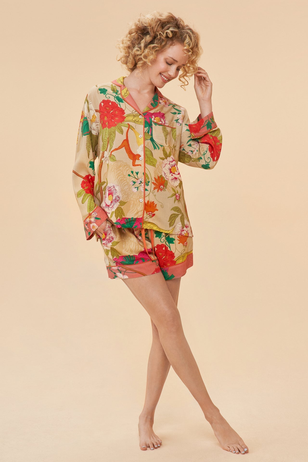 Powder Design Summer PJ's-Tropical Flora/Fauna Coconut