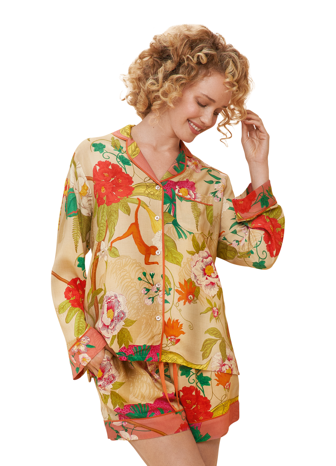 Powder Design Summer PJ's-Tropical Flora/Fauna Coconut