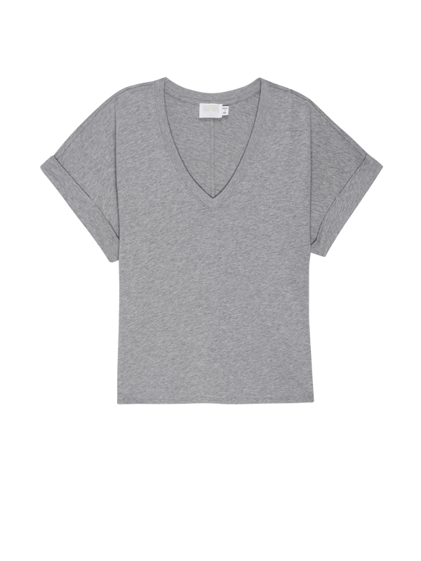 Nation LTD "Stevie" Cuffed V-Neck-Heather Grey