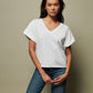 Nation LTD "Stevie" Cuffed V-Neck-Optic White