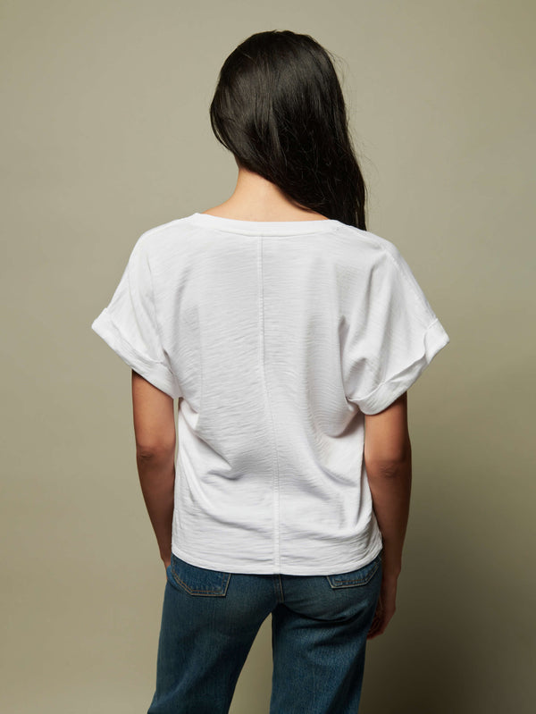 Nation LTD "Stevie" Cuffed V-Neck-Optic White
