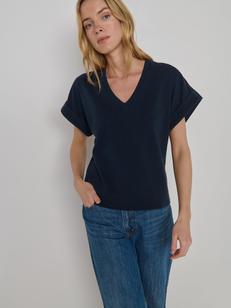 Nation “Stevie” Cuffed V-Neck - Navy Night Sky