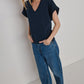 Nation “Stevie” Cuffed V-Neck - Navy Night Sky