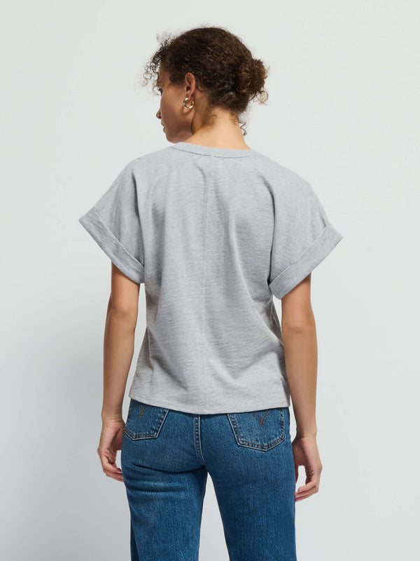 Nation LTD "Stevie" Cuffed V-Neck-Heather Grey