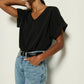 Nation LTD "Stevie" Cuffed V-Neck-Jet Black
