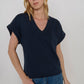 Nation “Stevie” Cuffed V-Neck - Navy Night Sky