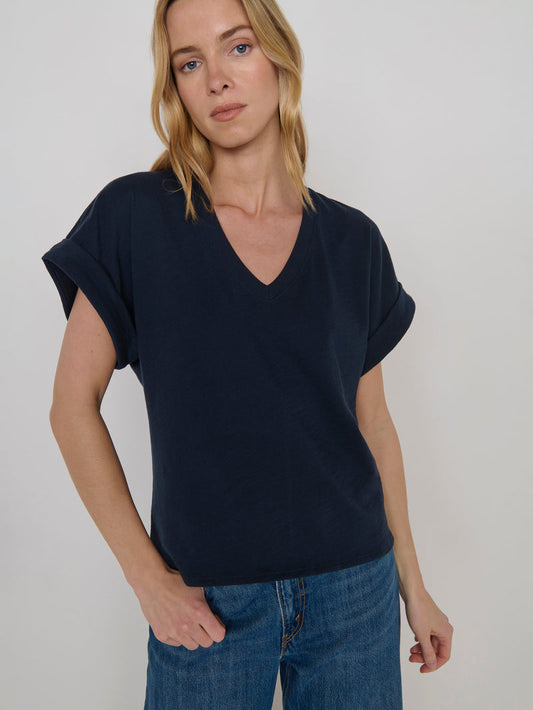 Nation “Stevie” Cuffed V-Neck - Navy Night Sky