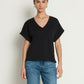 Nation LTD "Stevie" Cuffed V-Neck-Jet Black