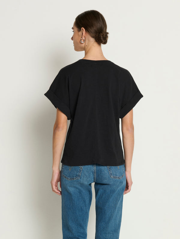Nation LTD "Stevie" Cuffed V-Neck-Jet Black