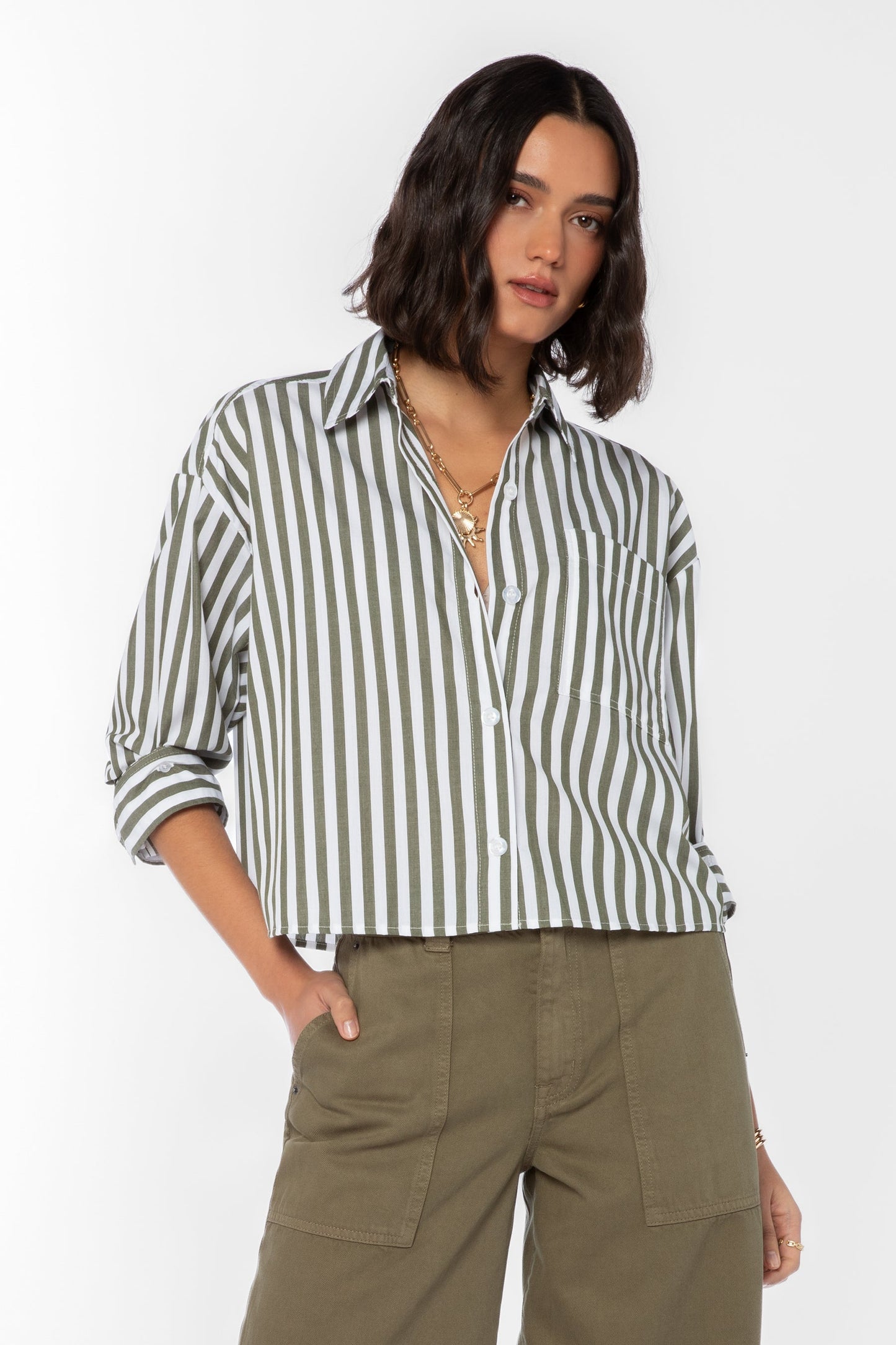 Velvet Heart "Stormi" Shirt-Burnt Olive