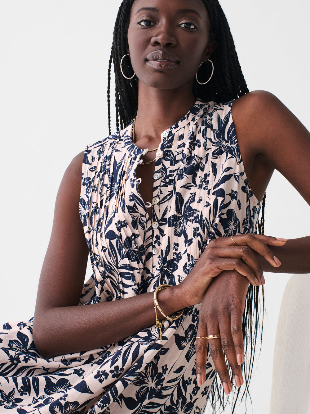 Faherty Isha Midi Dress-Neutral Hawaiian