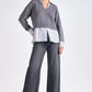 Elan “Soraya” Sweater Top - Grey Black