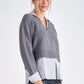 Elan “Soraya” Sweater Top - Grey Black