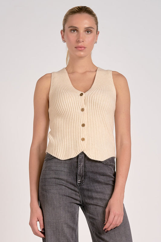 Elan "Bella" Sweater Vest-Natural