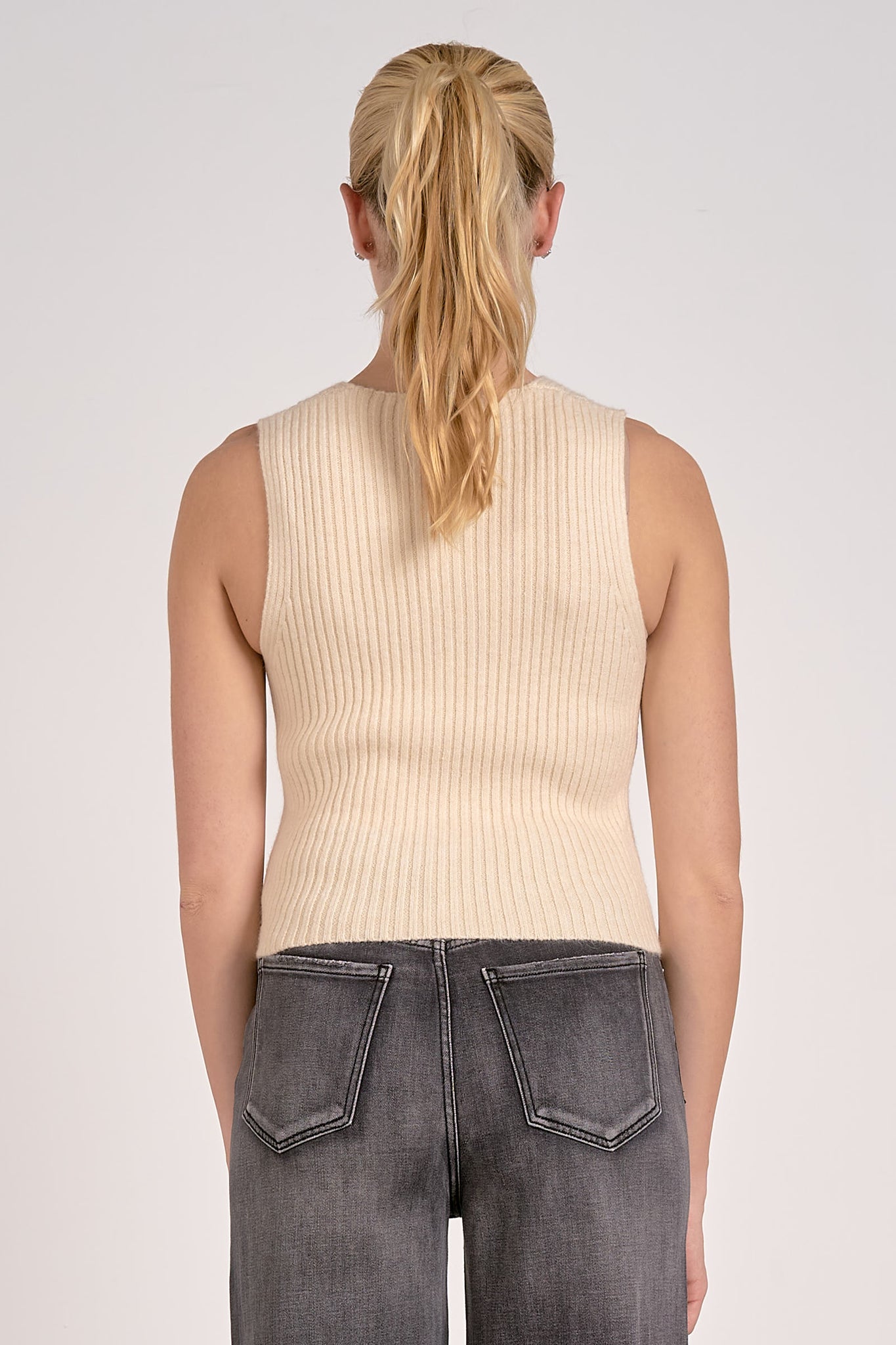 Elan "Bella" Sweater Vest-Natural