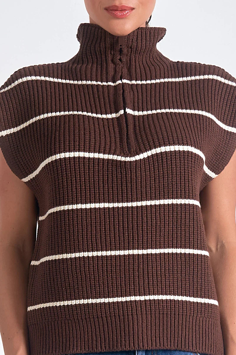 Elan “Sonoma” Short Sleeve Sweater-Brown