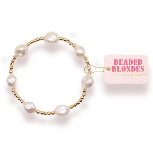 Beaded Blondes "Sadie"  Gold Bracelet -Standard 6.75"