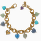Brighton One Heart Multi Heart Bead Link Bracelet-Gold/Multi