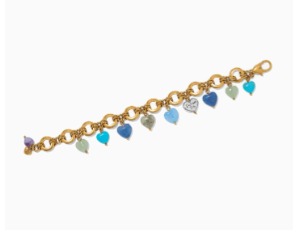 Brighton One Heart Multi Heart Bead Link Bracelet-Gold/Multi