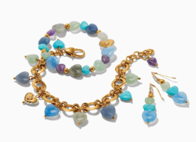 Brighton One Heart Multi Heart Bead Link Bracelet-Gold/Multi