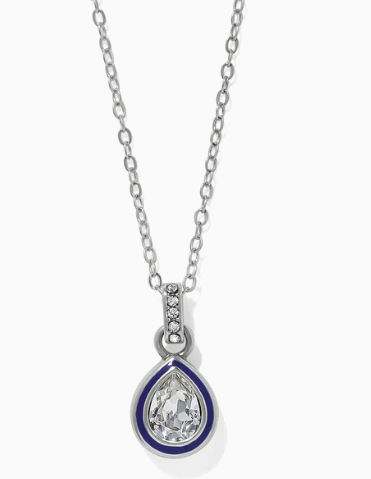 Brighton Halo Gemma Petite Teardrop Necklace-Silver/Crystal