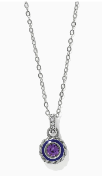 Brighton Halo Gemma Petite Round Necklace-Silver/Tanzanite