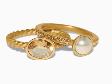 Brighton Trust Your Journey Double Pearl Ring Set-Gold