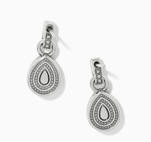 Brighton Halo Gemma Petite Teardrop Post Drop Earrings-Silver/Crystal