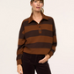Spanx Rugby Collared Pullover-Dark Brown/Raw Umber