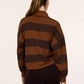 Spanx Rugby Collared Pullover-Dark Brown/Raw Umber