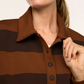 Spanx Rugby Collared Pullover-Dark Brown/Raw Umber