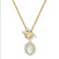 Kendra Scott Daphne Crystal Frame Toggle Necklace-Gold Ivory MOP