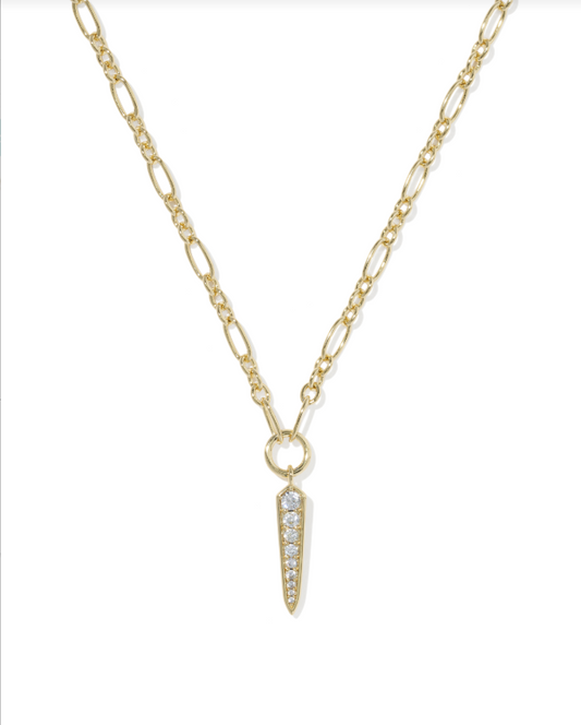 Kendra Scott Fate Short Pendant Necklace-Gold/White CZ