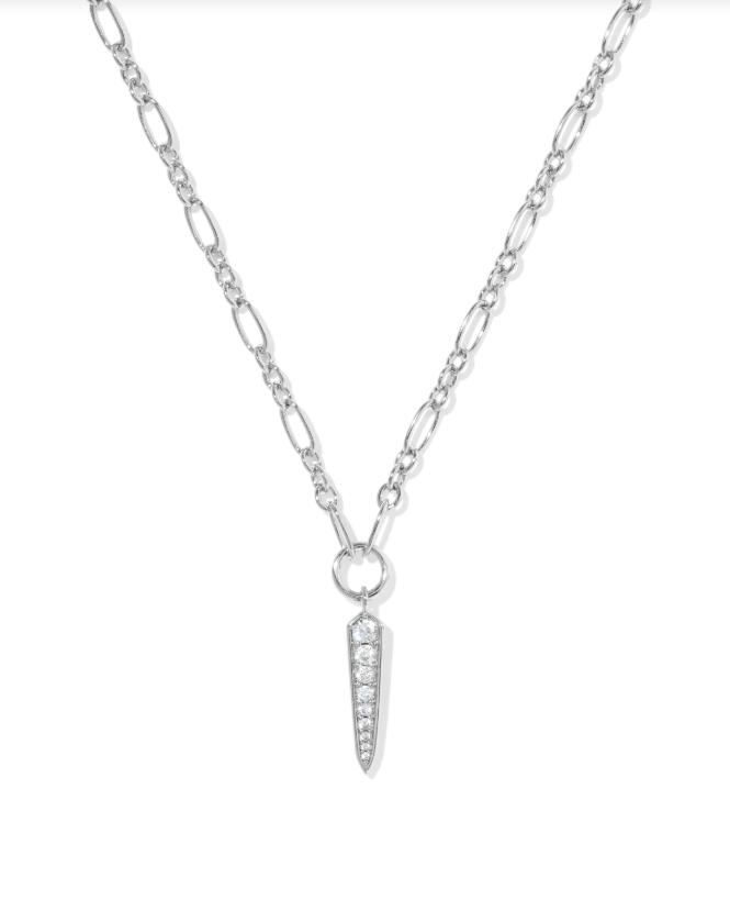 Kendra Scott Fate Short Pendant Necklace-Silver/White CZ