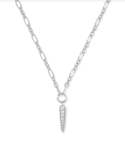 Kendra Scott Fate Short Pendant Necklace-Silver/White CZ
