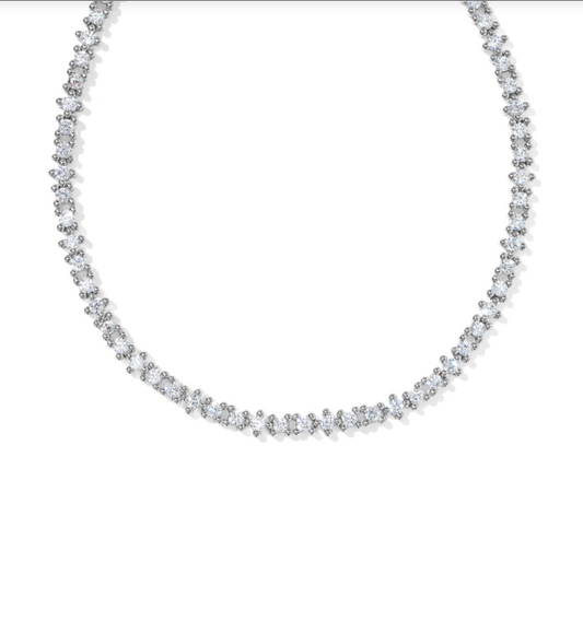 Kendra Scott Fate Tennis Necklace-Silver/White CZ