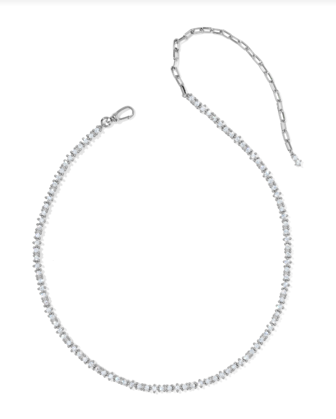 Kendra Scott Fate Tennis Necklace-Silver/White CZ