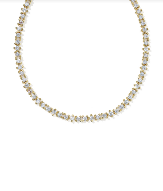 Kendra Scott Fate Tennis Necklace-Gold/White CZ