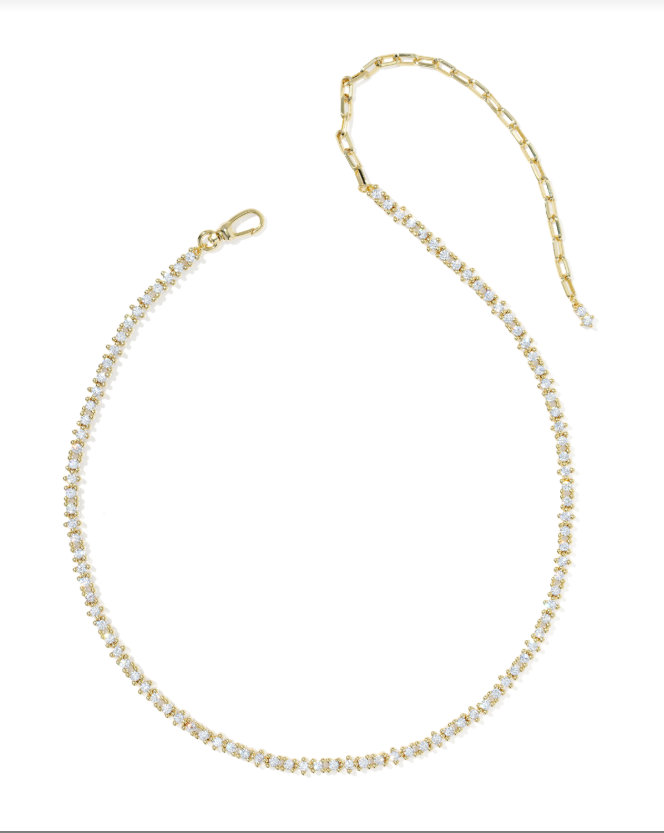 Kendra Scott Fate Tennis Necklace-Gold/White CZ