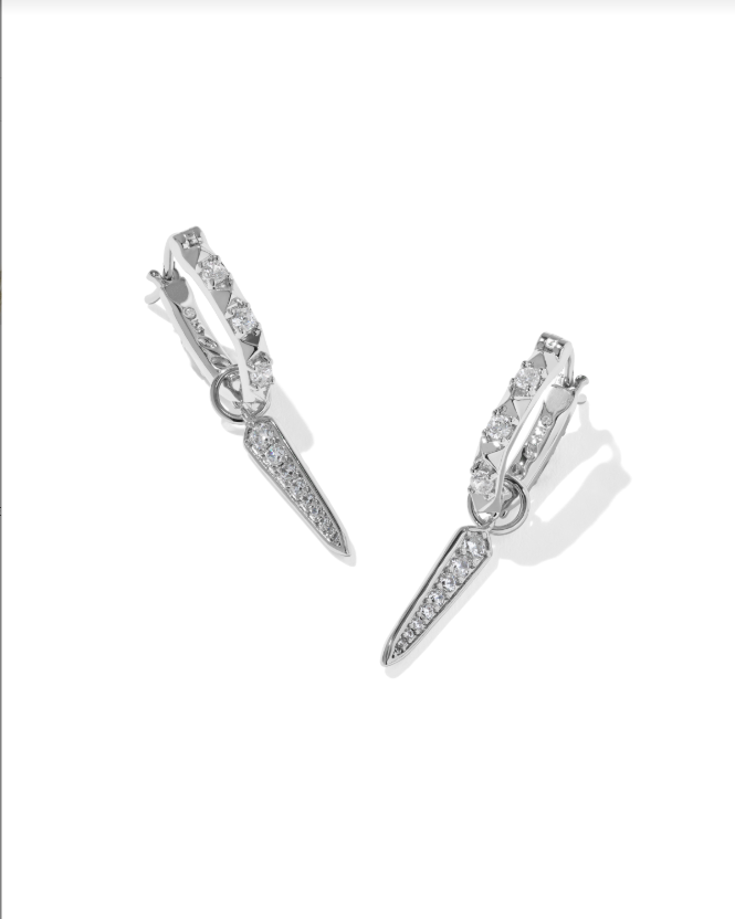Kendra Scott Fate Huggie-Silver/White CZ