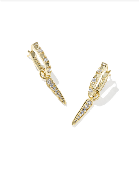 Kendra Scott Fate Huggie-Gold/White CZ