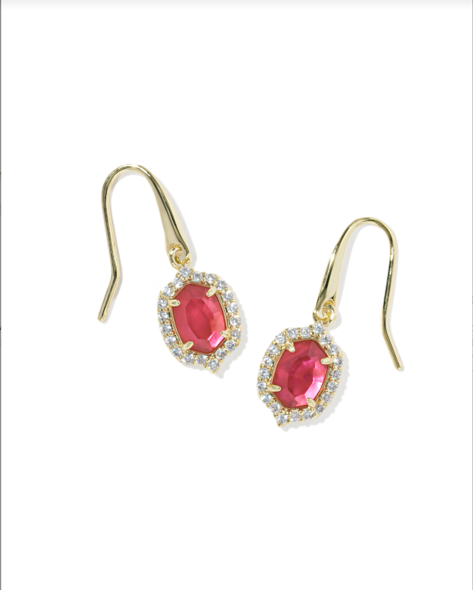 Kendra Scott Daphne Crystal Frame Drop Earring-Gold Dark Pink Illusion